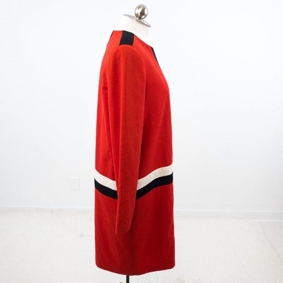 Vintage 80s 10 Wool Colorblock Stripe Dress Red - Picture 5 of 11
